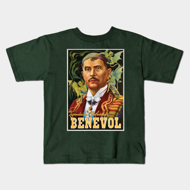 Vintage Magic Poster Art, the Legendary Professor Benevol Kids T-Shirt by MasterpieceCafe